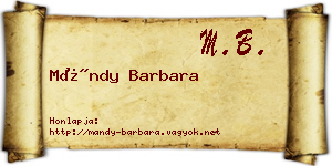 Mándy Barbara névjegykártya