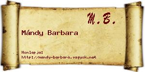 Mándy Barbara névjegykártya